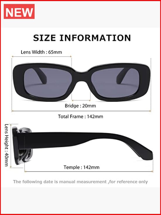 Trendy Retro Rectangle Sunglasses UV400 Protection Square Frame main image 4